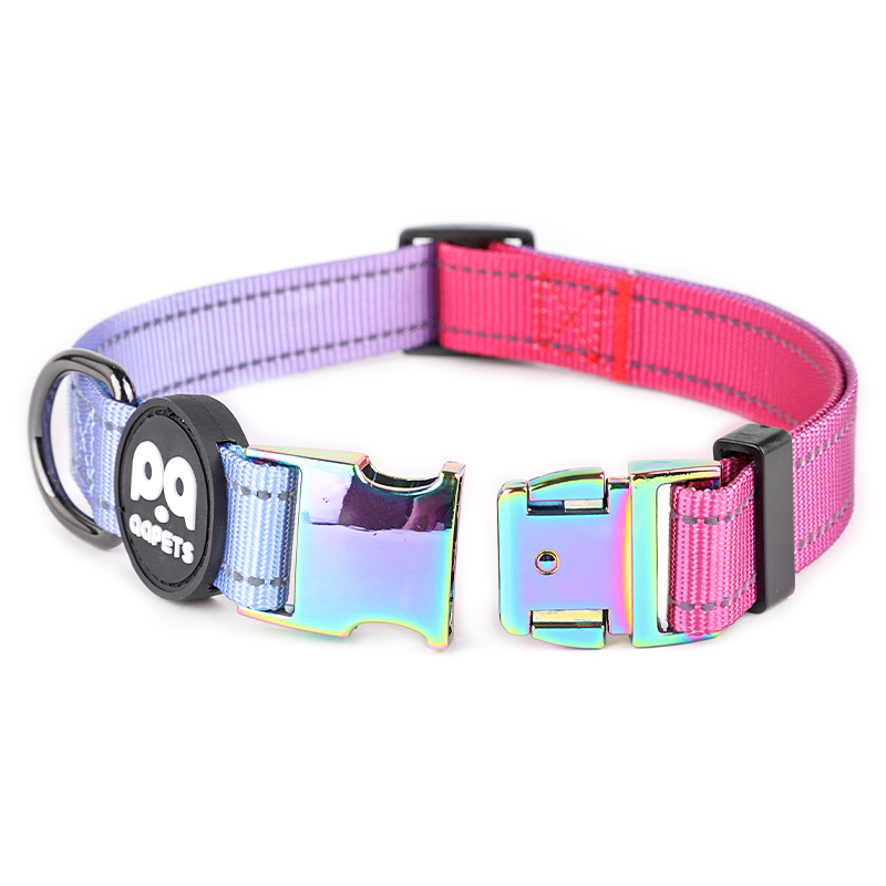 2024 New Strong Reflective Collares Para Perros Luminous Nylon Dog Collar Metal Buckles For Pet Dog Collars Walking