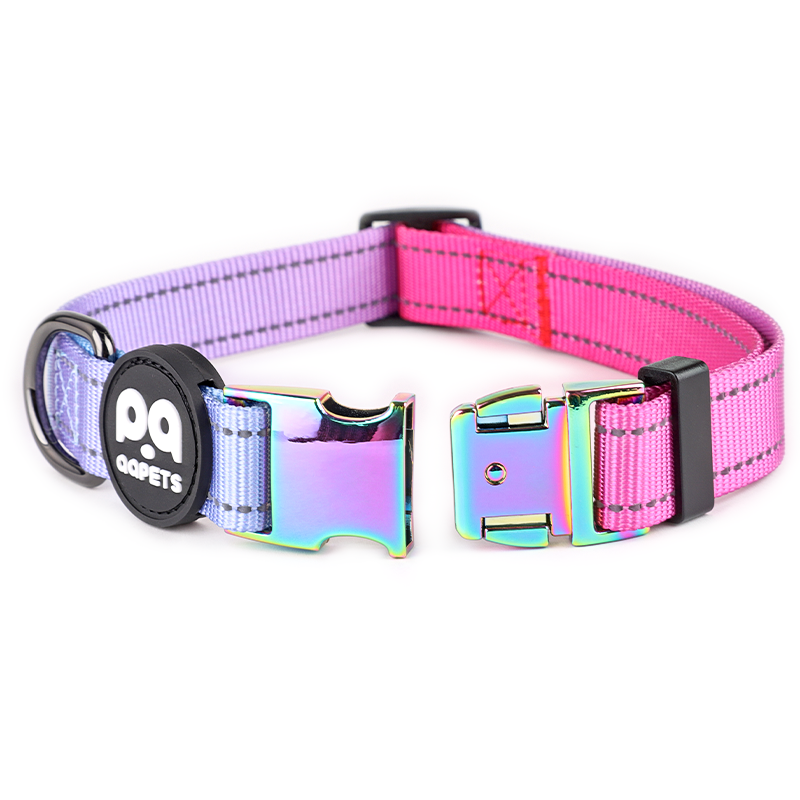 2024 New Strong Reflective Collares Para Perros Luminous Nylon Dog Collar Metal Buckles For Pet Dog Collars Walking