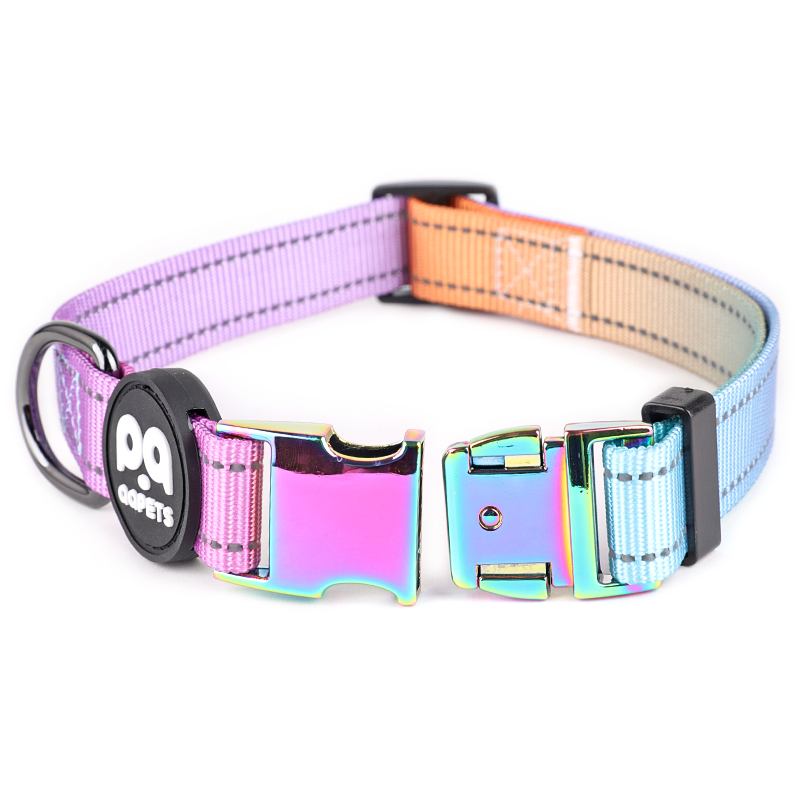 2024 New Strong Reflective Collares Para Perros Luminous Nylon Dog Collar Metal Buckles For Pet Dog Collars Walking