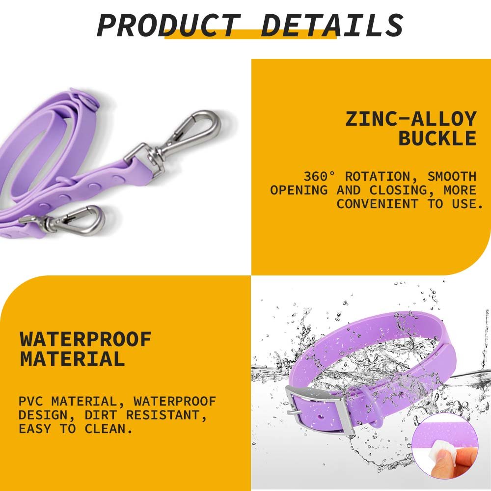 Customizable Logo Wear-resistant Pull-resistant Waterproofed Adjustable Dog collar Pvc Dog Leash No Pull Pet Dogs Harness