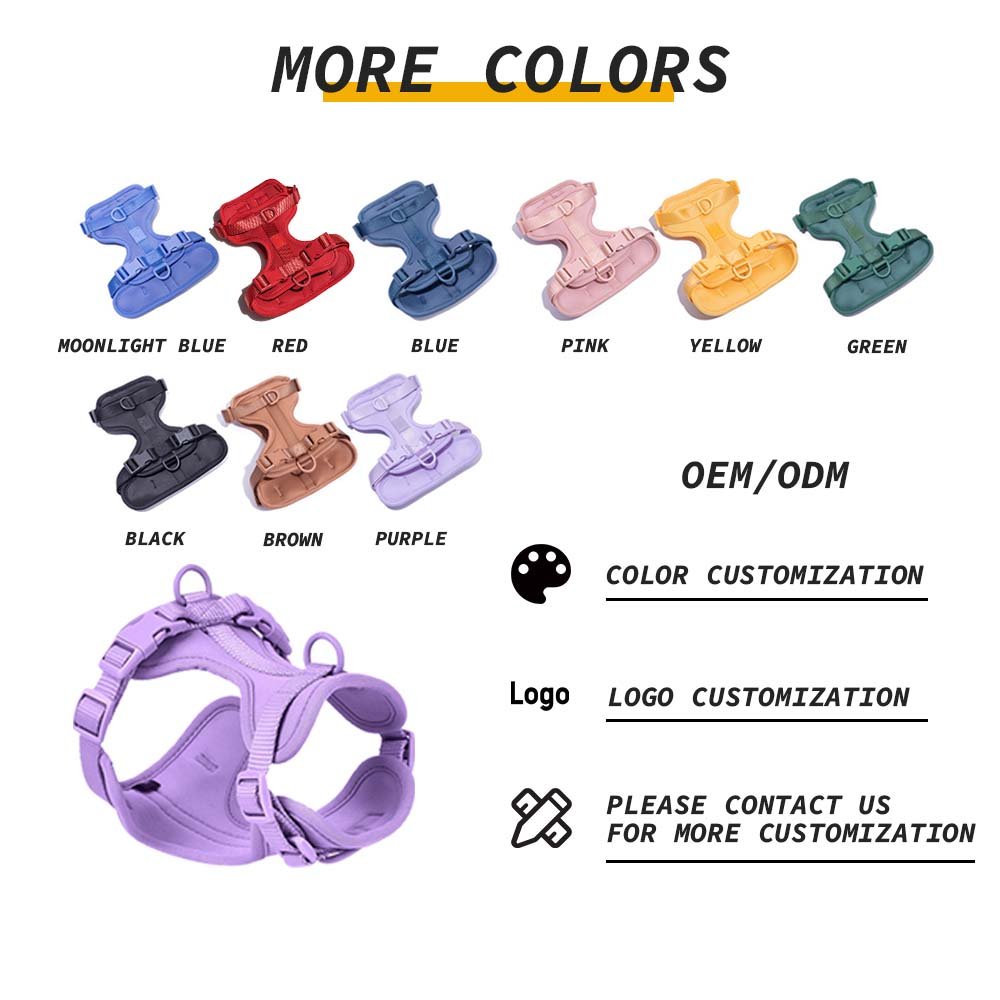 Customizable Logo Wear-resistant Pull-resistant Waterproofed Adjustable Dog collar Pvc Dog Leash No Pull Pet Dogs Harness