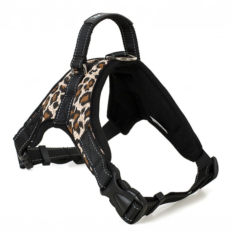 Top Seller Large Fiber Chest Harness Set for Pets Print Pattern Dog Safety Vest with Ribbons and Breakaway Collar Leash