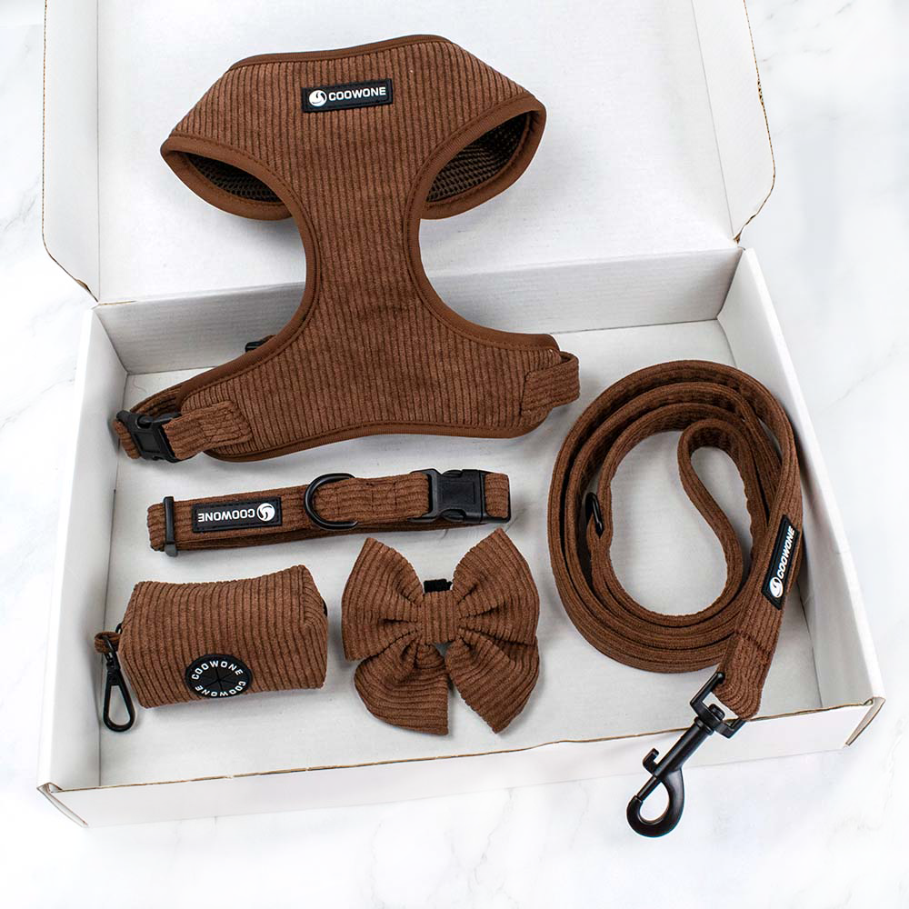 Manufacturer Corduroy Dog Harness Leash Custom Pet Harness Luxury Dog Collar Leads Pet Supplies