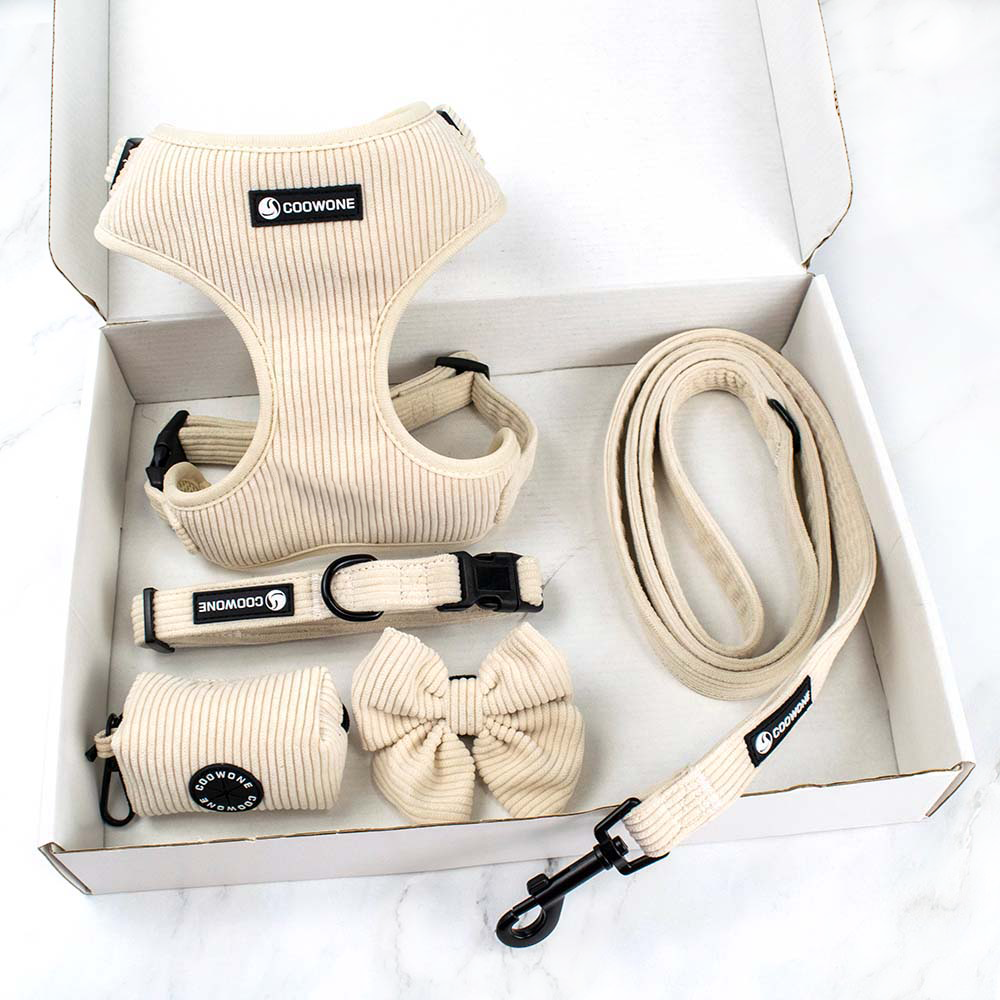 Manufacturer Corduroy Dog Harness Leash Custom Pet Harness Luxury Dog Collar Leads Pet Supplies