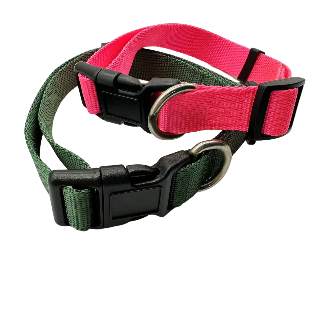 HT Customized solid colored nylon pet dog collar for comfortable and breathable polyester high strength woven dog collar