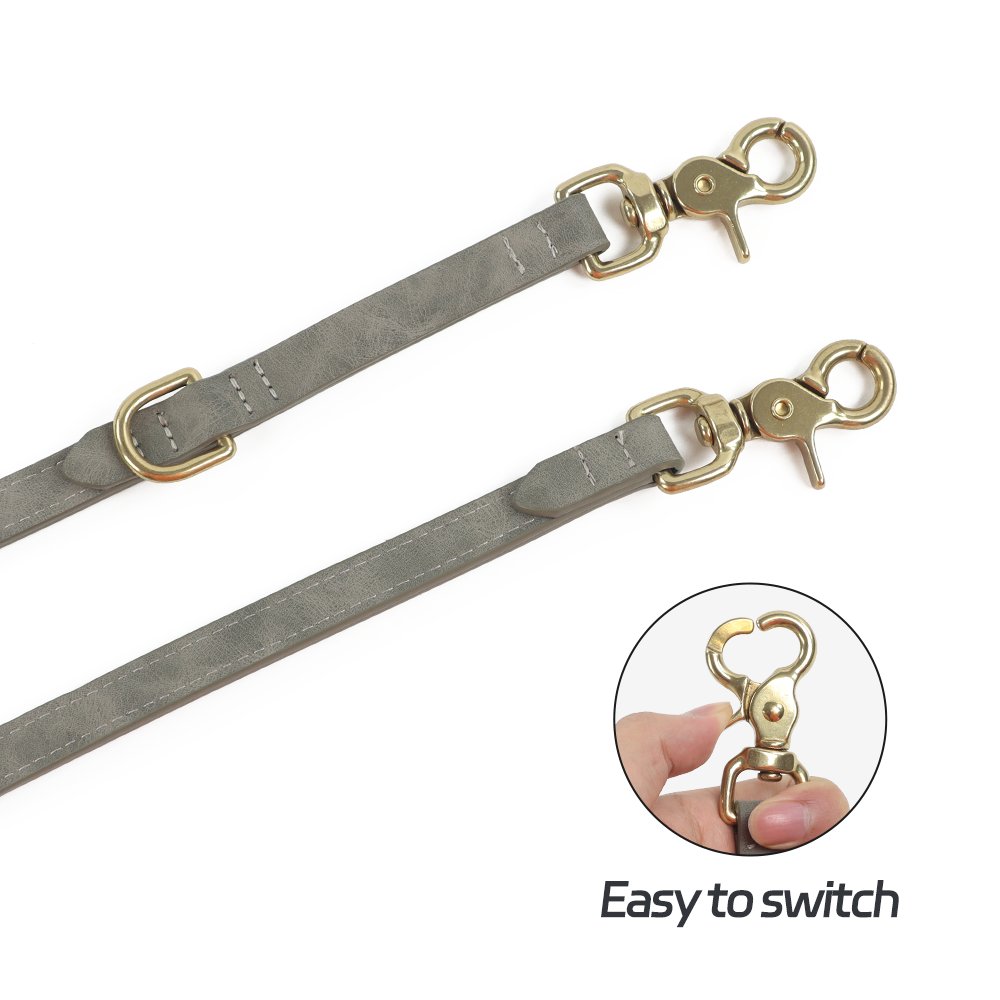 3 in 1 2 Meter Length Adjustable Double Heads Dog Collar Leash with Genuine Brass Metal Elements