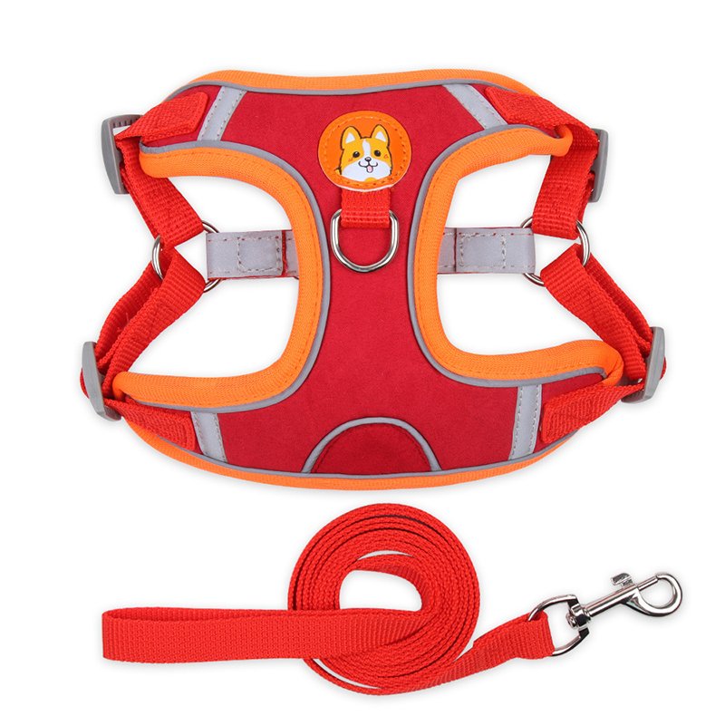 Wholesale New Suede Puppy Harness with Reflective Dog Leash Pet Supplies Step in Dog Harness Dog Mesh Harness Leash Collar