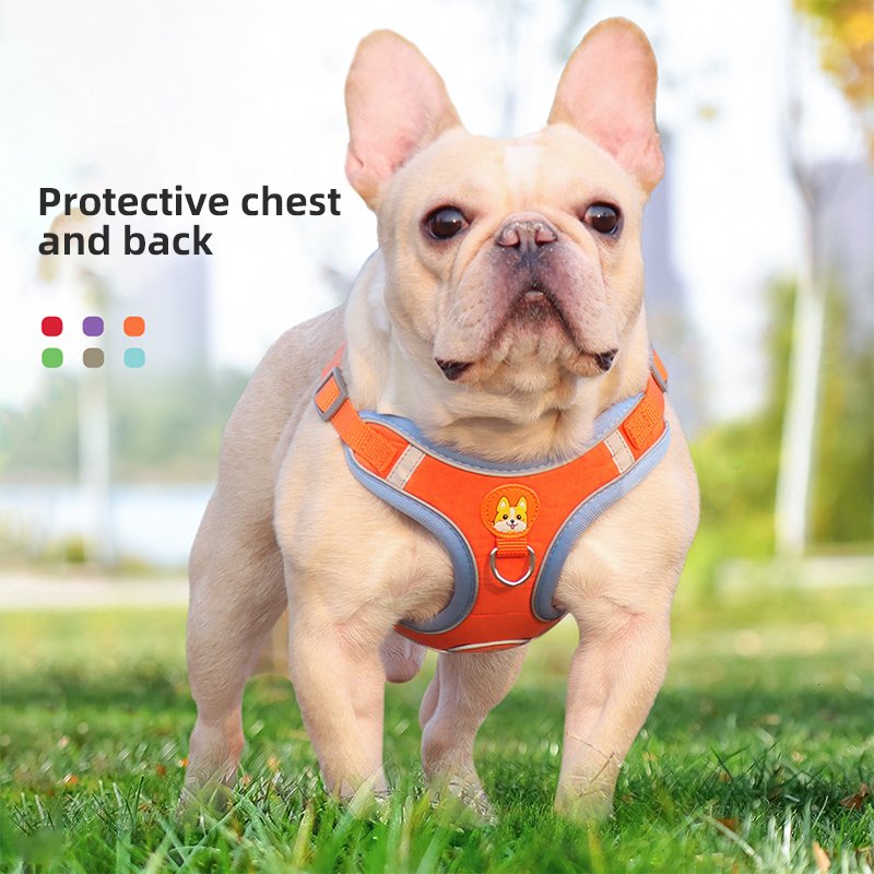 Wholesale New Suede Puppy Harness with Reflective Dog Leash Pet Supplies Step in Dog Harness Dog Mesh Harness Leash Collar
