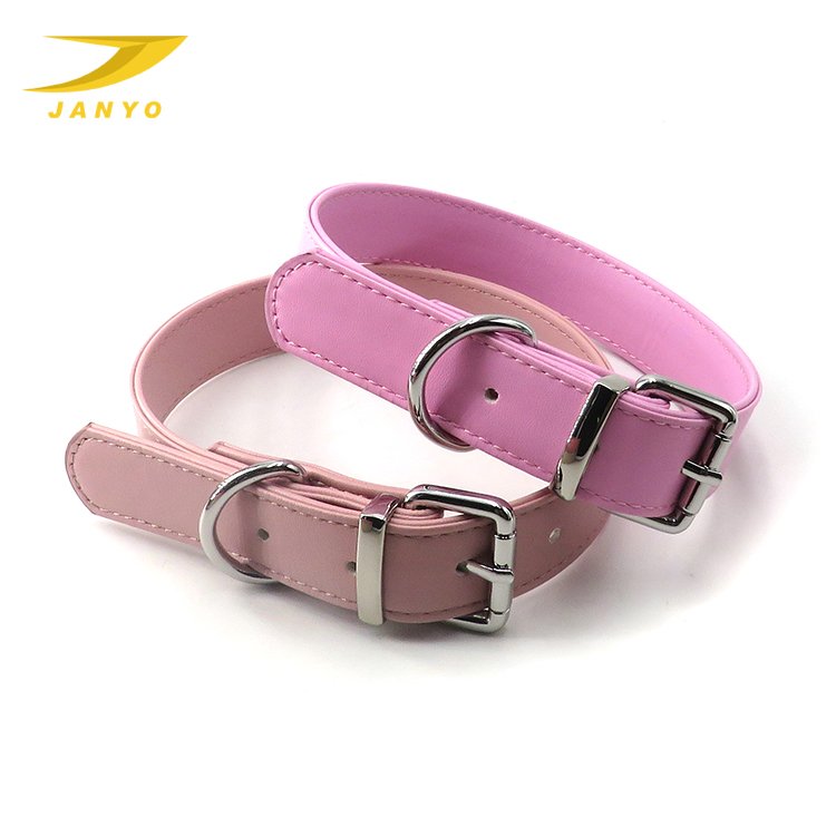 popular brand Custom popular rose gold hardware buckle wide genuine dog collar pink luxury leather COLLARS