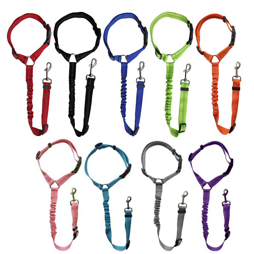 Pet car safety ropedog leash circular elastic stretchable reflective travel dog leash collardog collar and leash set