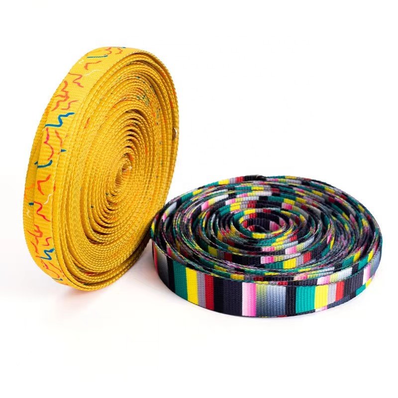 Custom Polyester Sublimation Printed Webbing Strap for Dog Leash & Pet Collar