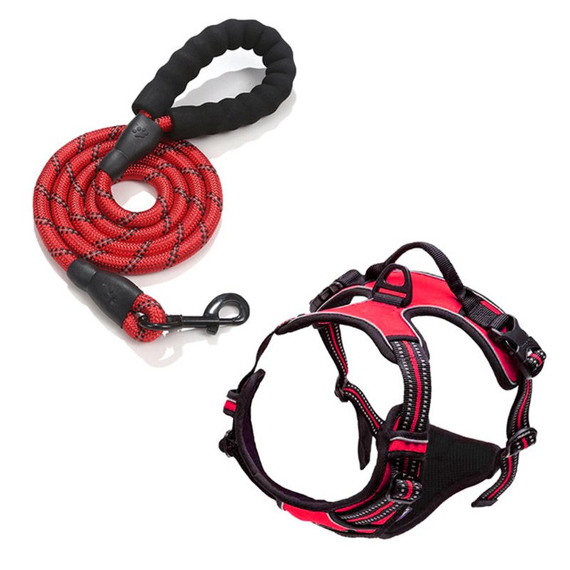 Wholesale Adjustable Reflective Oxford Dog Collar and Leash Set No Pull Pet Dog Harness Set for Small Medium Large Dogs