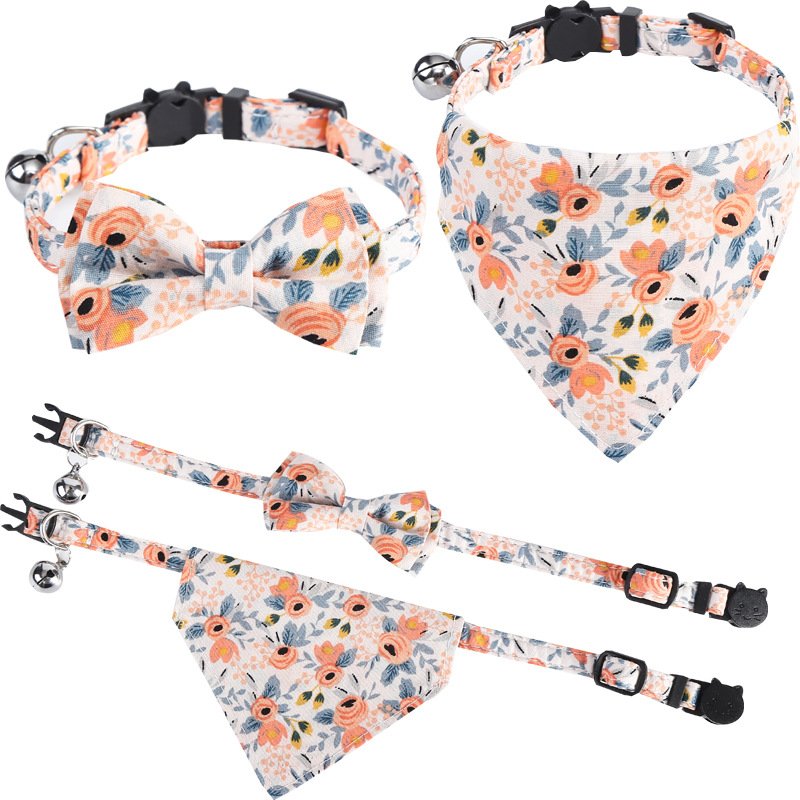 Luxury Accessories for Dogs Cats Nylon Adjustable Metal Buckle And Leash Set 2022 Custom Pattern Bandana Pet Supplies