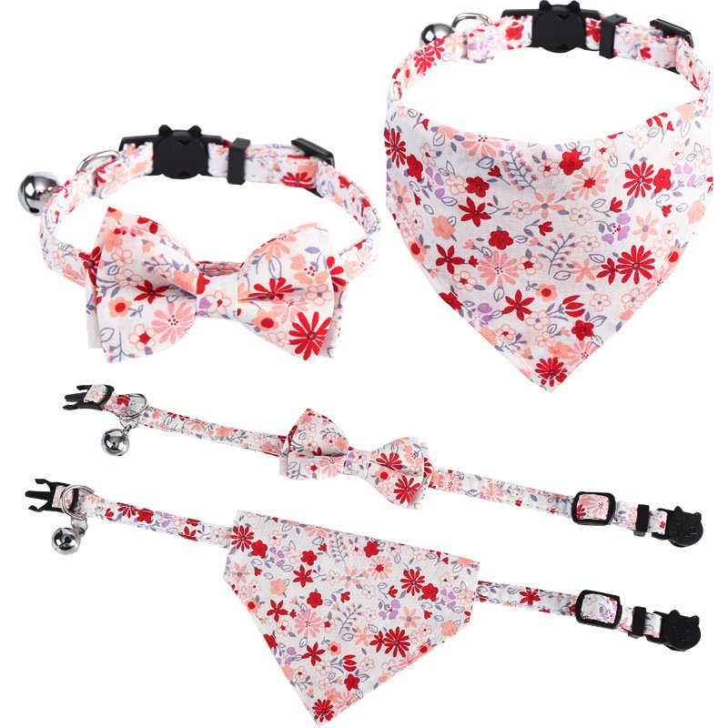 Luxury Accessories for Dogs Cats Nylon Adjustable Metal Buckle And Leash Set 2022 Custom Pattern Bandana Pet Supplies