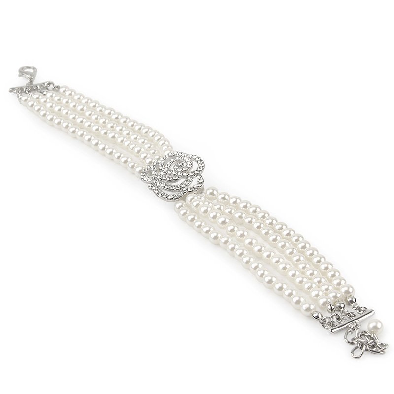Pearl Necklace Dog Collar Fashion Jeweled Puppy Cat Collar With Rhinestone Artificial Diamante Rose Dog Pet Accessories