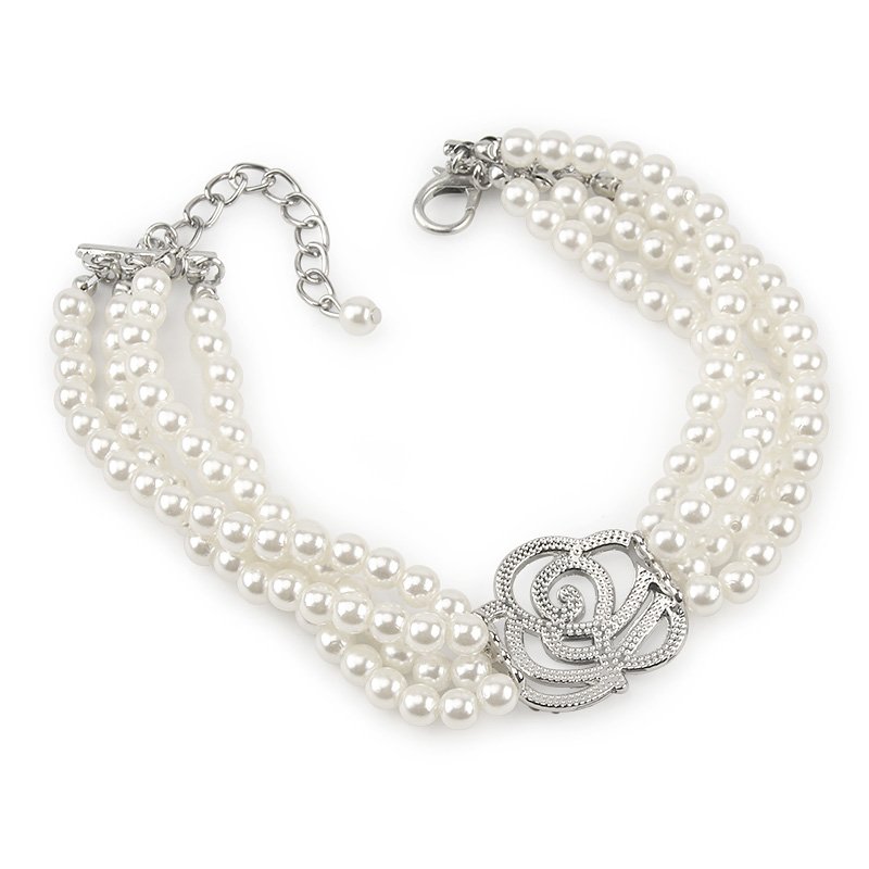 Pearl Necklace Dog Collar Fashion Jeweled Puppy Cat Collar With Rhinestone Artificial Diamante Rose Dog Pet Accessories