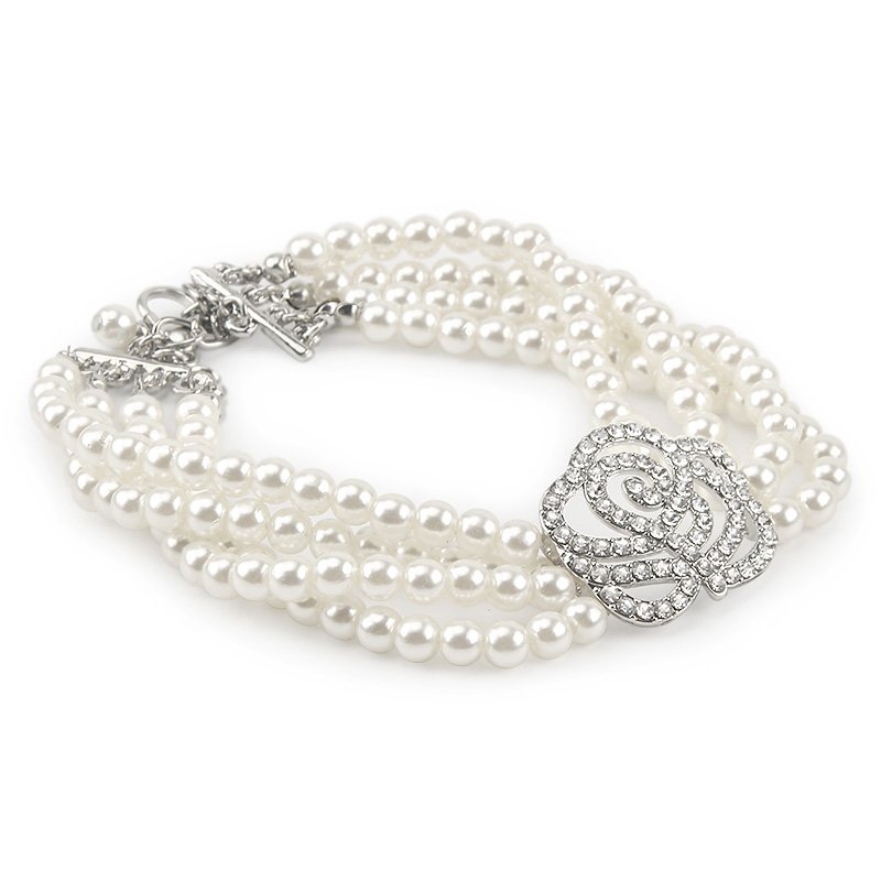 Pearl Necklace Dog Collar Fashion Jeweled Puppy Cat Collar With Rhinestone Artificial Diamante Rose Dog Pet Accessories