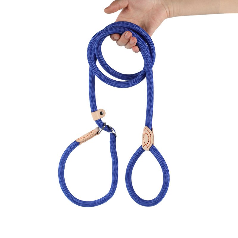 2 In 1 Anti-Riot Anti-Breakaway P Rope Chain Adjustable Leather Limit Buckle Nylon Dog Leash Collar For Small Medium Large Dog