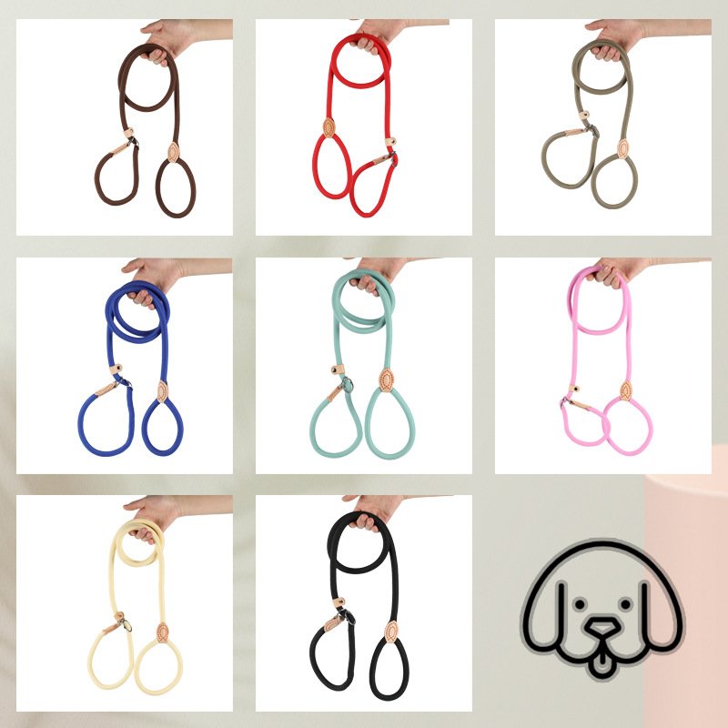 2 In 1 Anti-Riot Anti-Breakaway P Rope Chain Adjustable Leather Limit Buckle Nylon Dog Leash Collar For Small Medium Large Dog