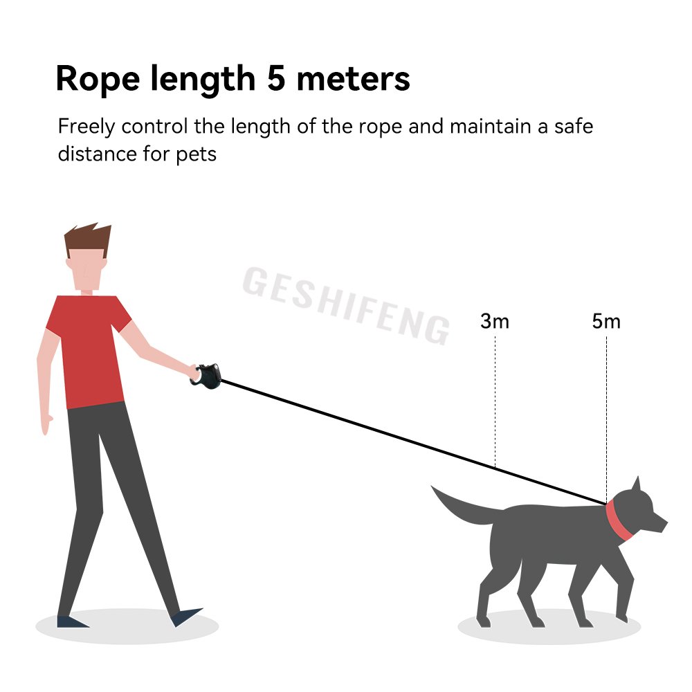 Pet Supplies Colorful Retractable Dog Walking Rope Leash with LED Lights 5M Traction Pet Retract Leash