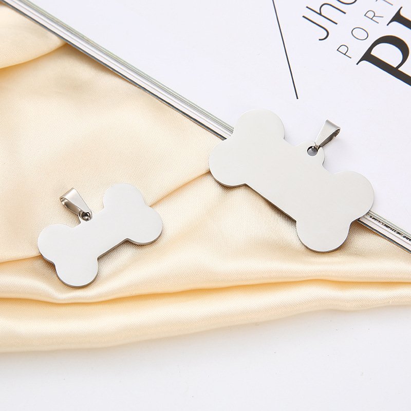 Stainless Steel Titanium Steel Listing Anti-Lost Metal Pet Tag Pendant Identity Tag Gift Custom Logo Boneshape Dog Tag