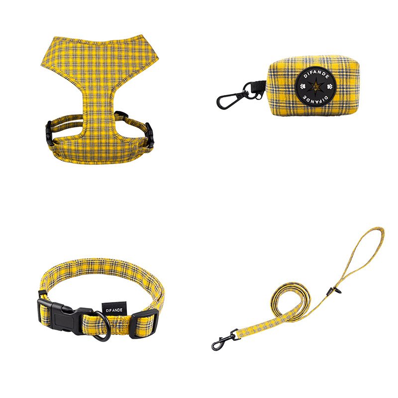 Customized Polyester Fiber Printing Design Dog Harness Leash And Collar Bandana Set Dog Harness And Leash Luxury