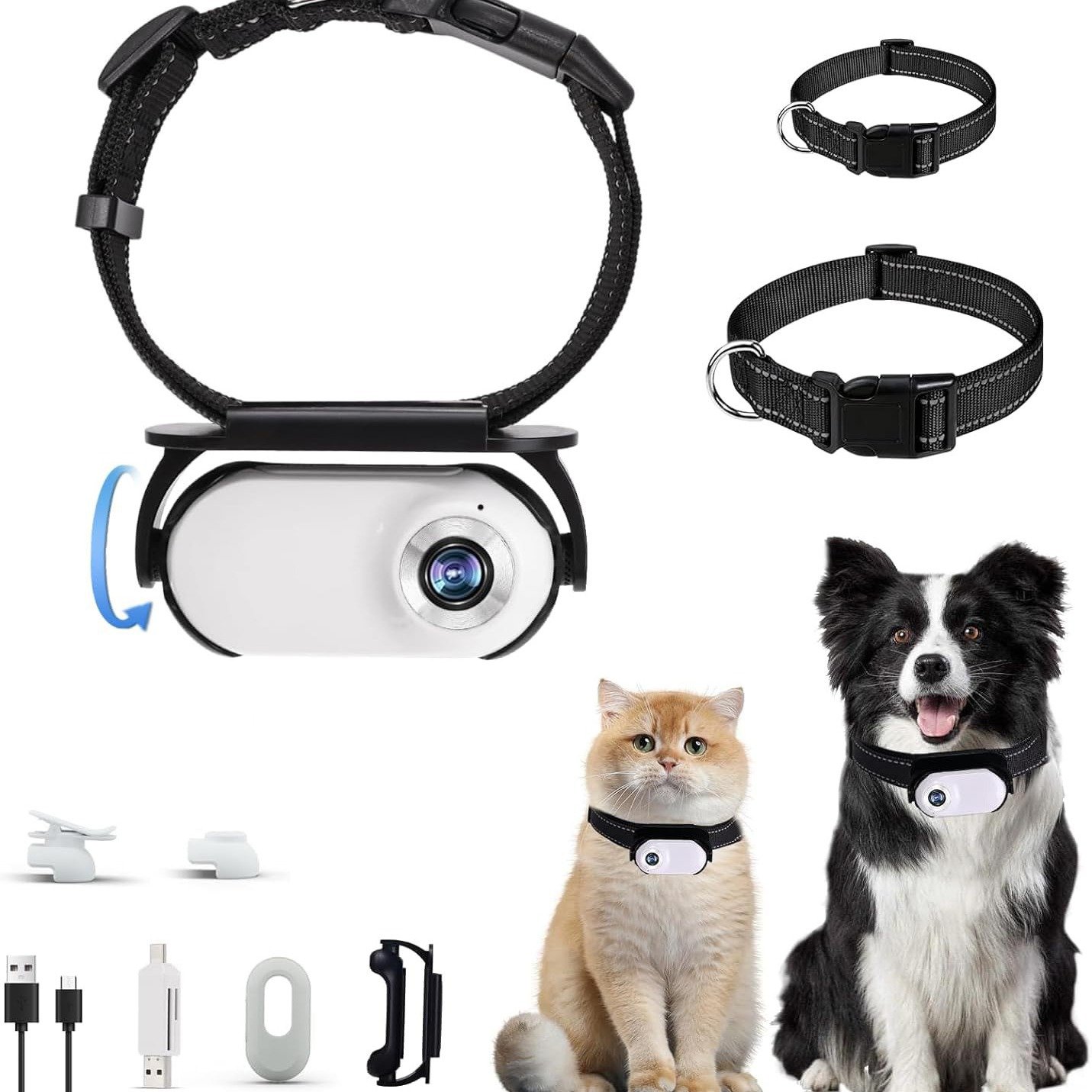 Portable Mini Pet Collar for Cats and Dogs Polyester Sport Monitoring Wearable Camera with Breakaway Feature Ribbon Decorations