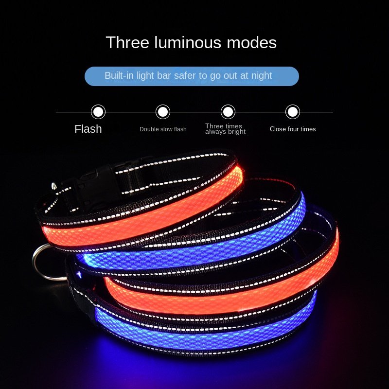 Pet Collar Usb Charging Shiny Dog Collar Luminous Pet Leash New Led Luminous Mesh Bite-Proof Protector Wholesale