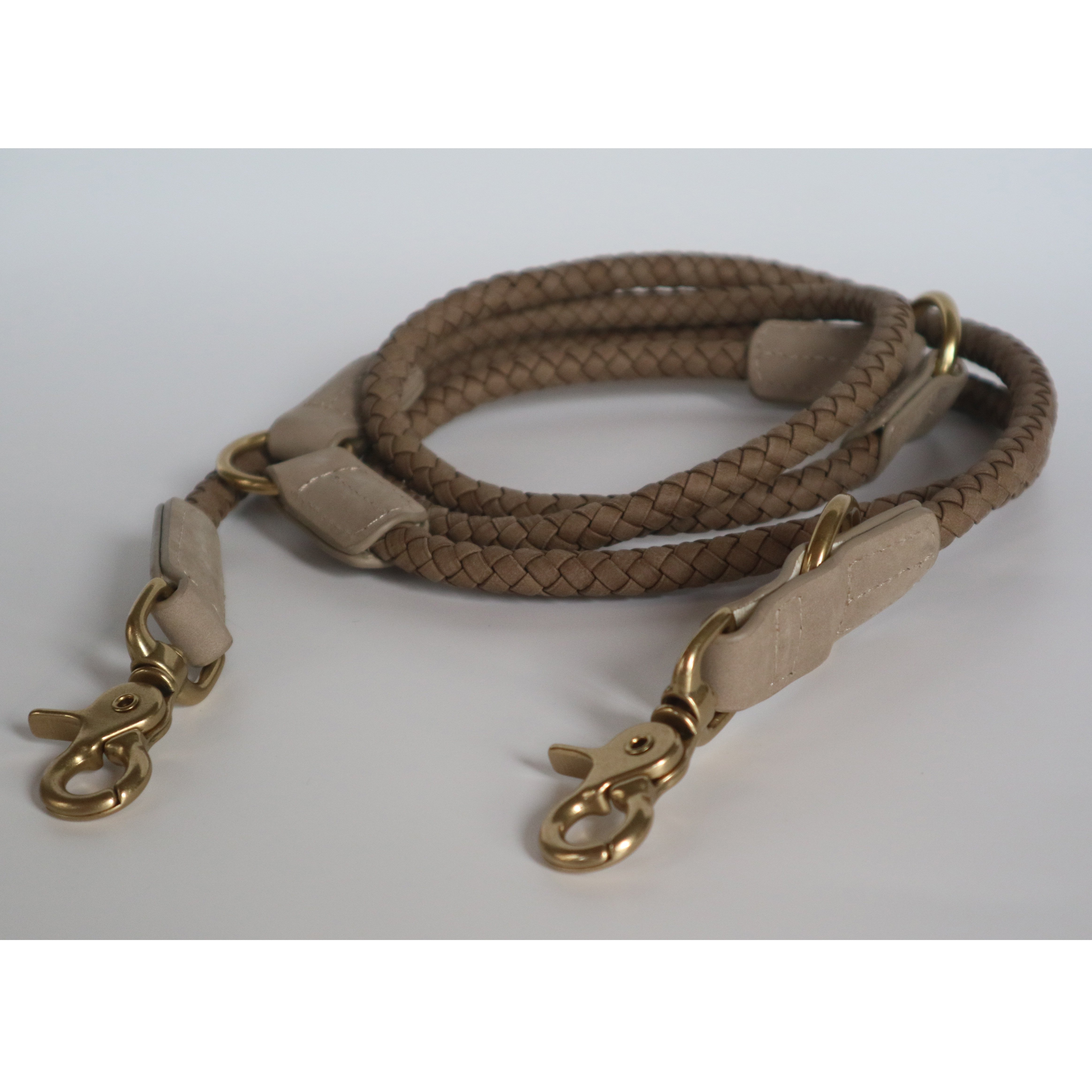 Customized Braided Soft Leather Pet Dog Collar and Leash 2M Adjustable Nubuck Leather Dog Leash with 2 Hooks for All Breeds