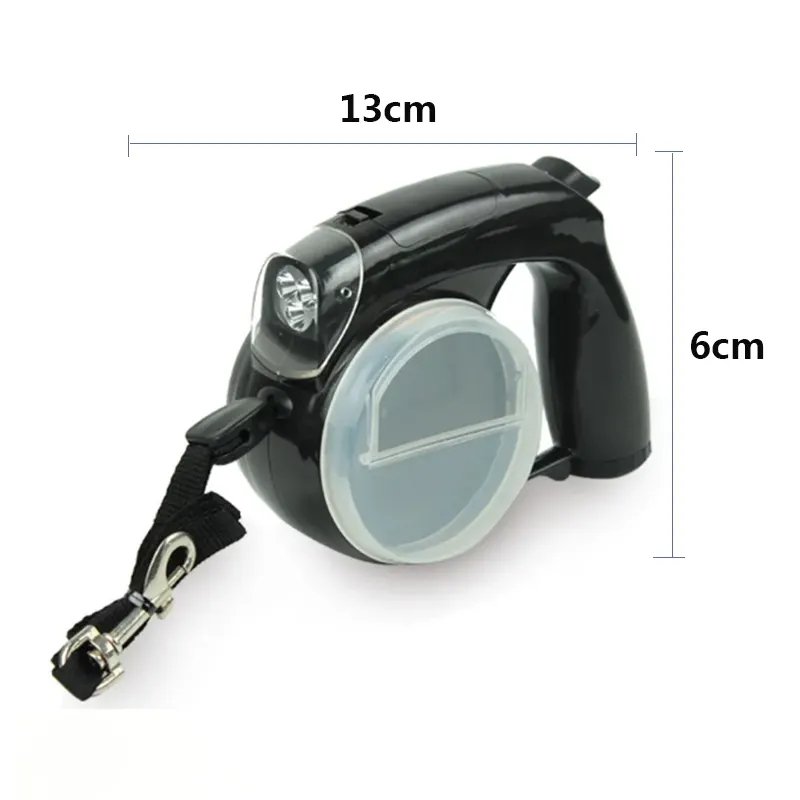 4 in1 Pet leash Retractable Dog Leash with LED Light, Poop Bag Dispenser, and Food Storage