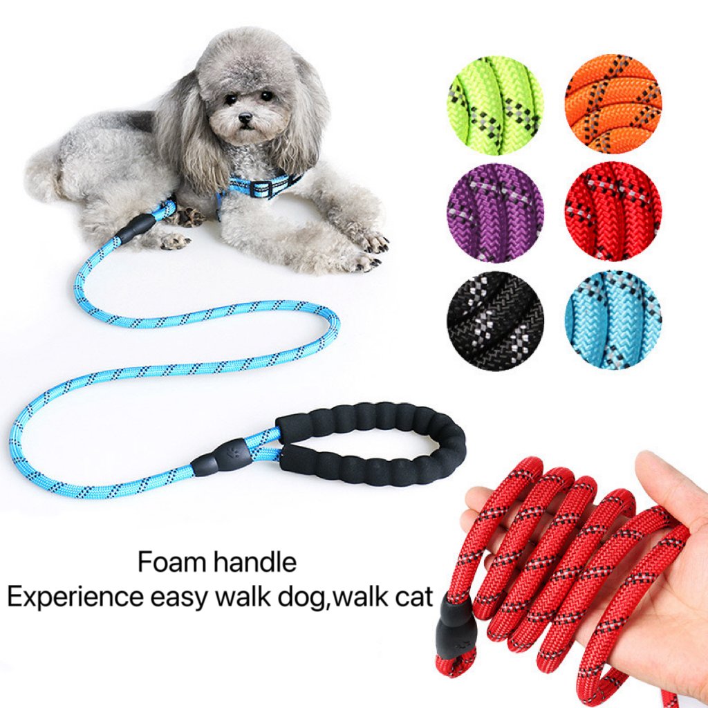 Wholesale Running track reflective soft handle nylon rope pet dog leather with solid nylon custom logo pet harness