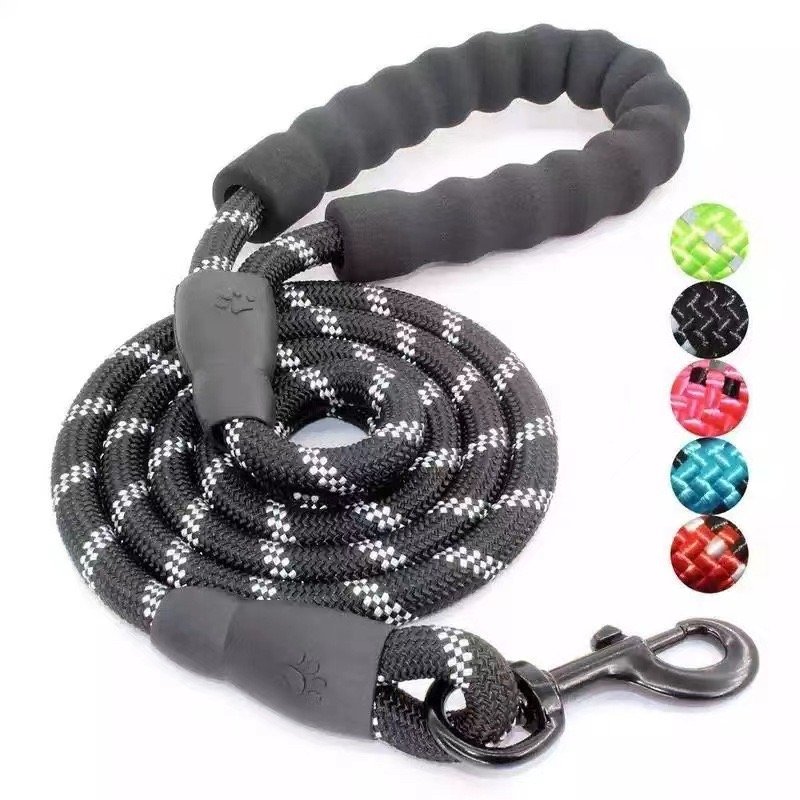 Wholesale Running track reflective soft handle nylon rope pet dog leather with solid nylon custom logo pet harness