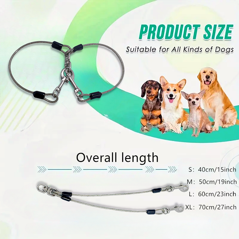 2-in-1 steel wire 1 tow 2 dog leash 360 tangle-free rotation for safe training and walking of large and small dog breeds