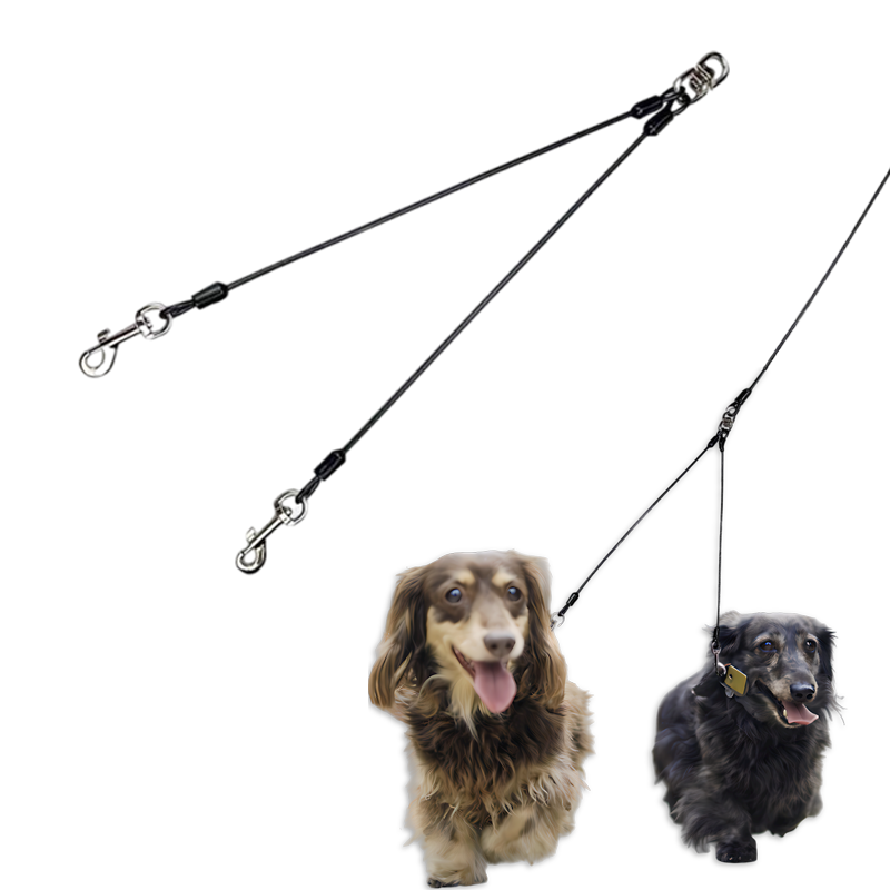 2-in-1 steel wire 1 tow 2 dog leash 360 tangle-free rotation for safe training and walking of large and small dog breeds