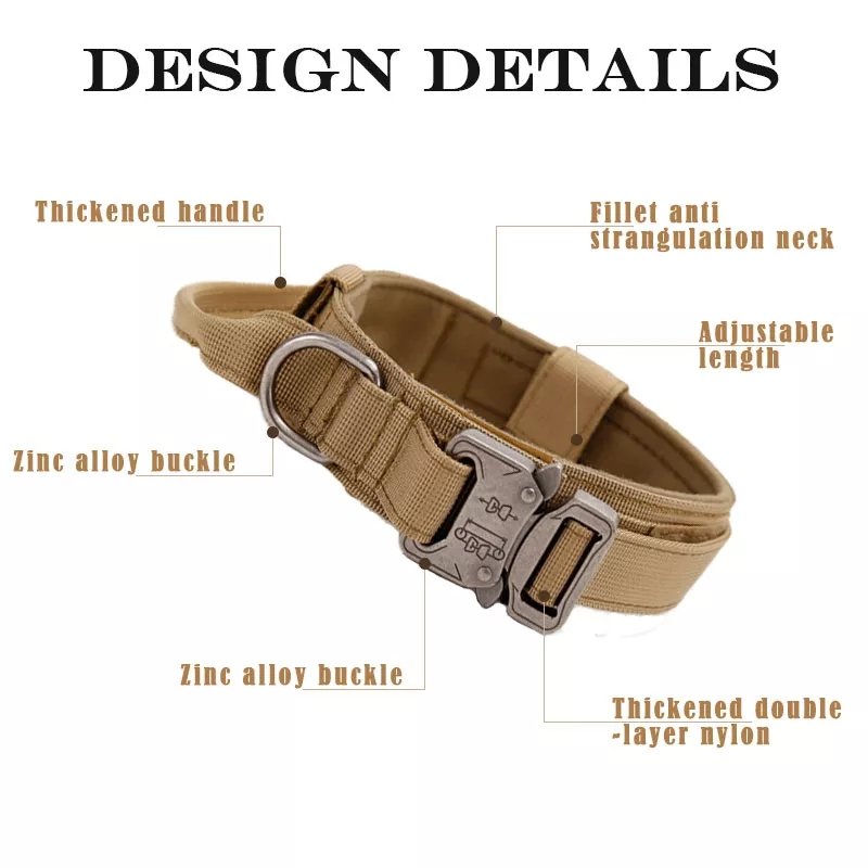 High strength nylon tactical dog collar adjustable outdoor pet dog training collar