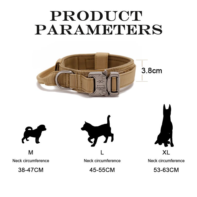 High strength nylon tactical dog collar adjustable outdoor pet dog training collar