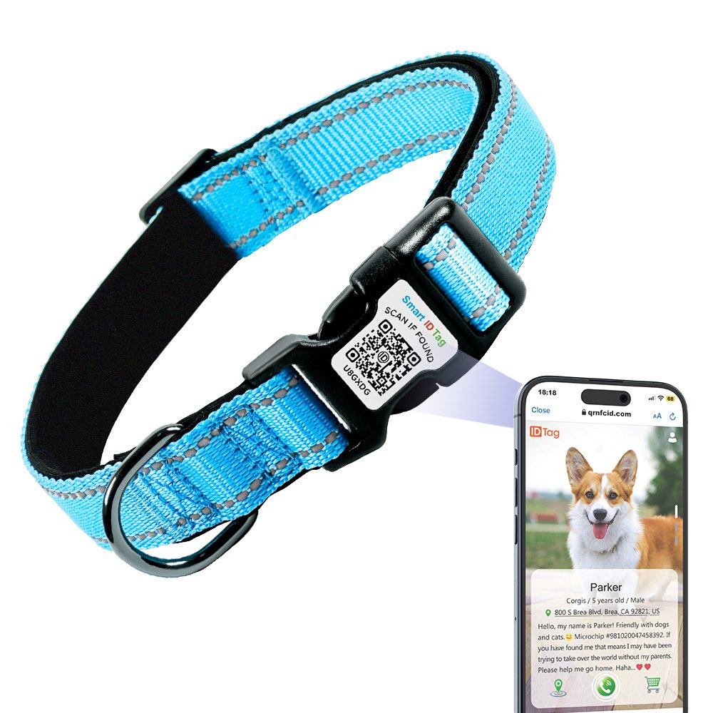 Custom Luxury Smart Dog Collar with QR Code & Software Ready ID Made of Premium Nylon