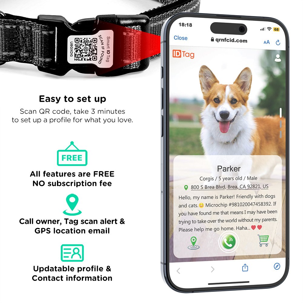 Custom Luxury Smart Dog Collar with QR Code & Software Ready ID Made of Premium Nylon