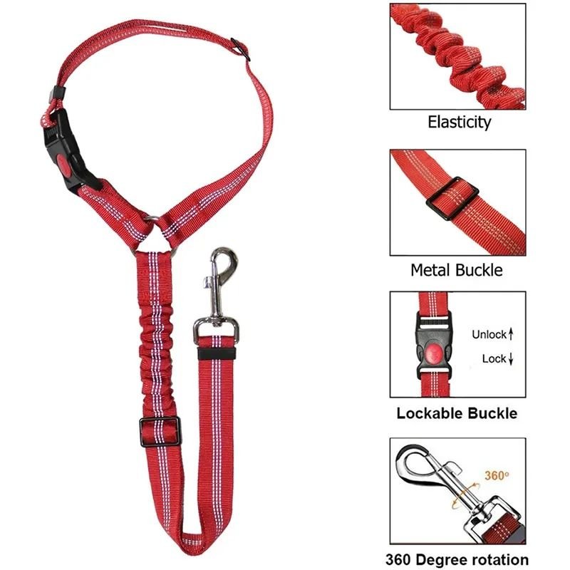 New Solid 2 in 1 Dog Harness Leash Pet Car Seat Belt BackSeat Safety Belt Adjustable for Kitten Dogs Collar Pet Accessories