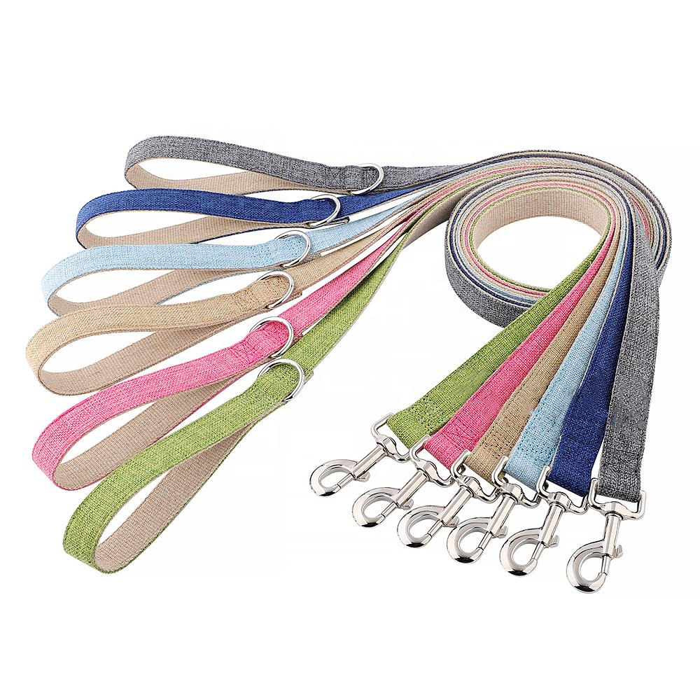 SinSky Plain Color Eco-friendly Organic Hemp Pet Leash Dog Collar Leash Set Dog Lead With Matching Leash And Harness buckle set