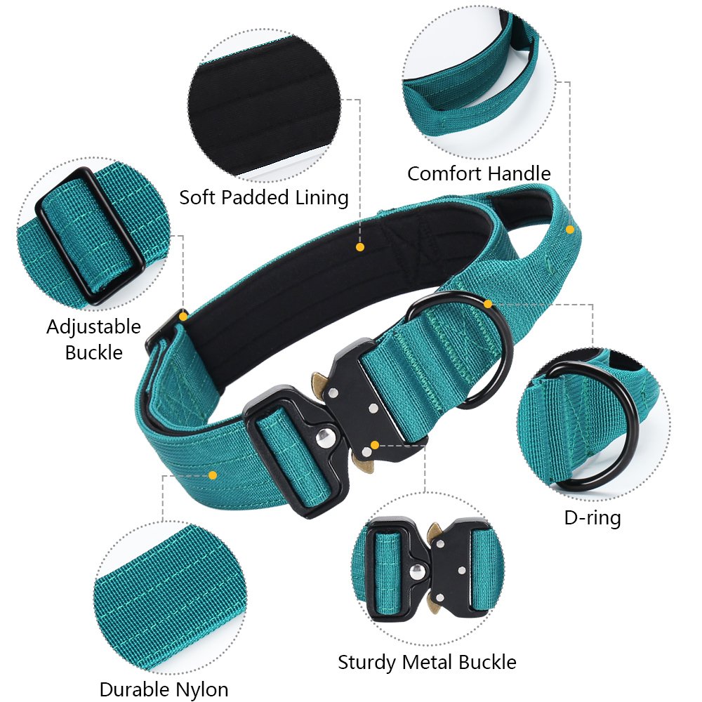 Wholesale Pet Dog Collar With Handle Soft padded German Shepherd Collar for Medium and Large Dogs Heavy Duty Tactical Dog Collar