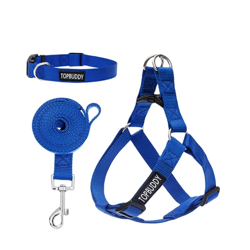 Custom Logo Soft Nylon Dog Harness No Pull Step in Dog Harness Vest and Leash with Collar