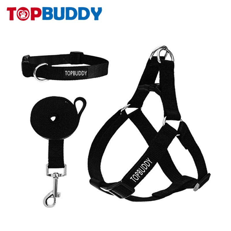 Custom Logo Soft Nylon Dog Harness No Pull Step in Dog Harness Vest and Leash with Collar