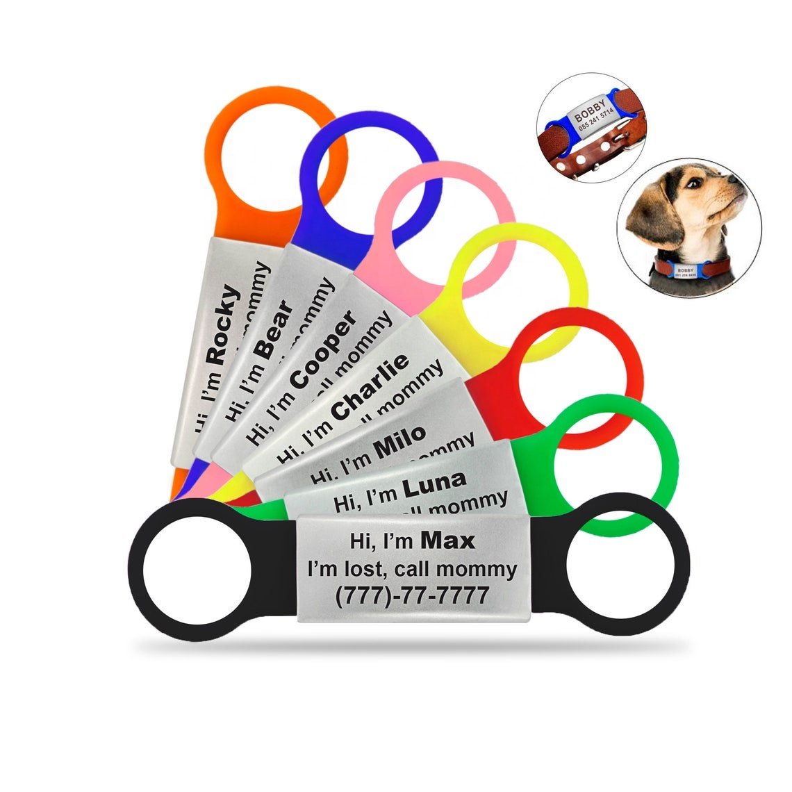 Silent Silicone QR Code Pet ID Tags Dog Tags - Pet Online Profile - Scan QR Receive Instant Pet Location Alert Email