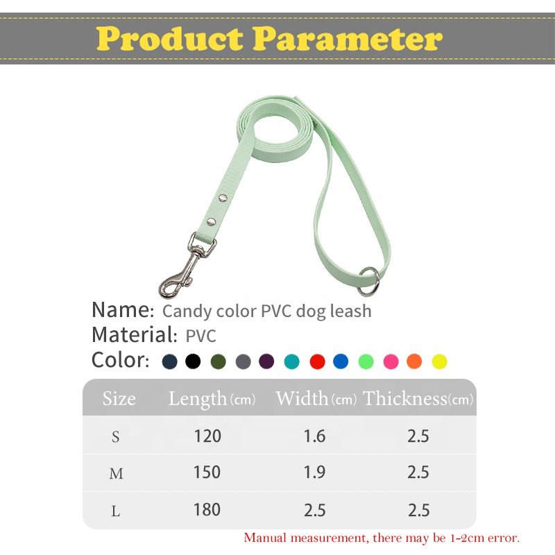 Hot Selling High Quality Personalized Colorful PVC Waterproof Luxury Training Soft Rope Cat Pet Dog Lead Leash