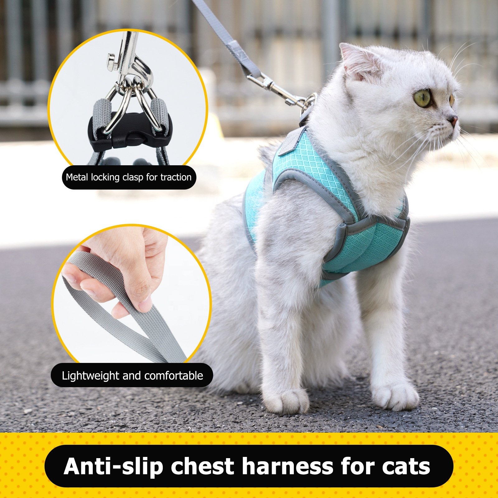 Cat Accessories Adjustable Prevents Breakaway Pet Cat Harness mesh comforts Custom Logo High Quality Cat Harness and Leash Set