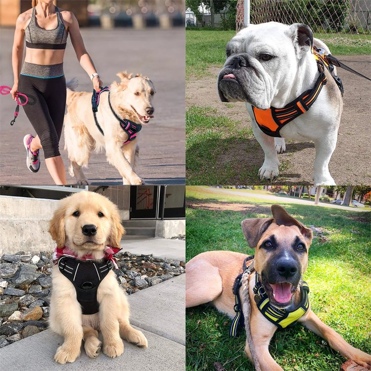OKKPETS Hot Sale K9 Training Harness Reflective Tough Adjustable Pet Dog Har Accessories Custom Leash No Pull Dog Harness Set