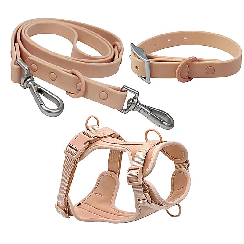 OEM/ODM Pet Suppliers Outdoor Adjustable Soft Dog Collar And Leash Tactical No Pull Silicone Set Leads Waterproof Dog Harness