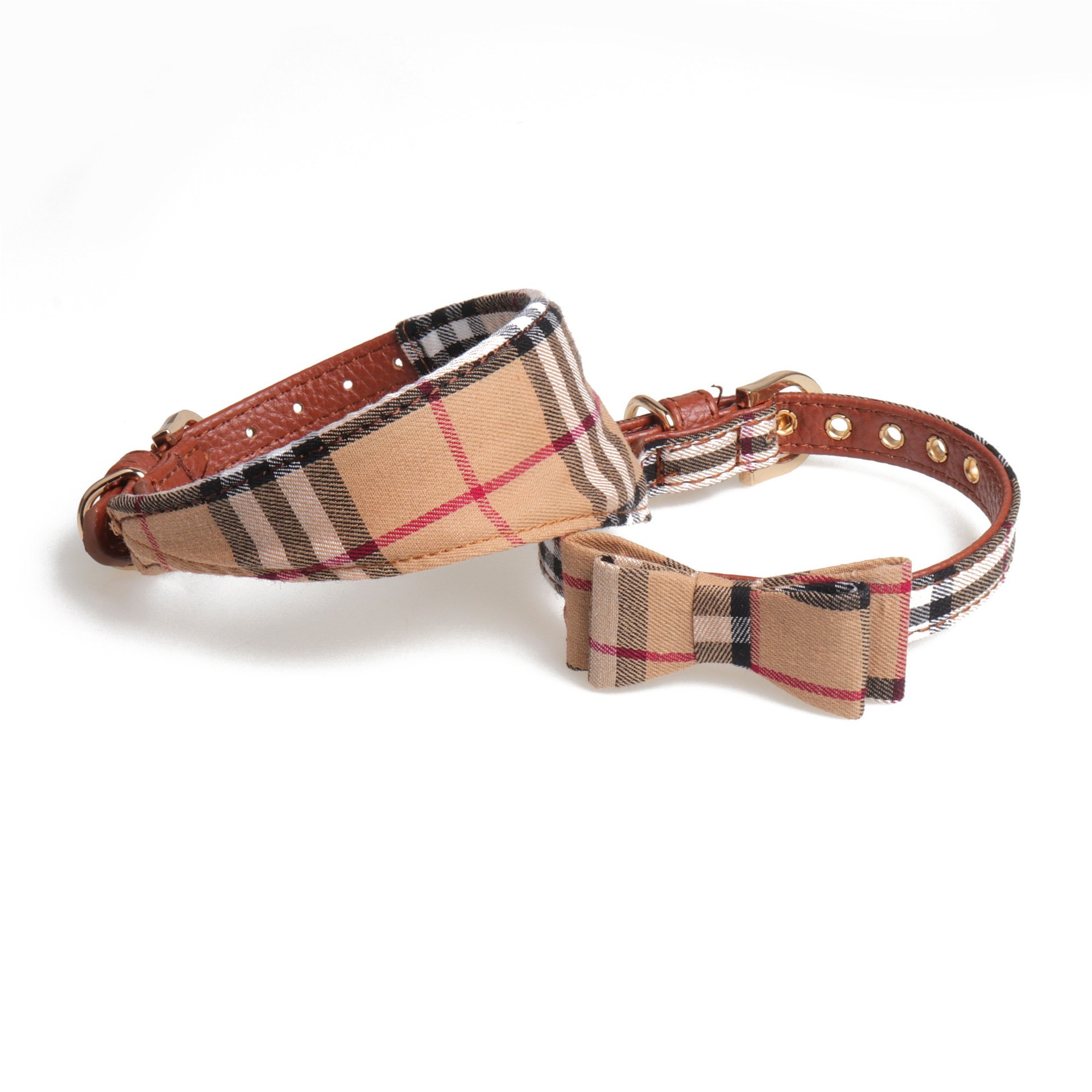 hot selling New spot Bow dog Collar Dog Triangle Scarf PU leather Pet Collar Set