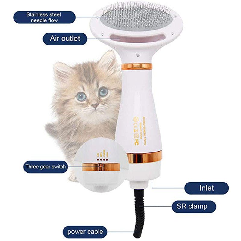 2-In-1 Hair dryers and comb brush maquina cortar pelo mascotas electric 2 temperature quick dry dog hair dryer pet dryer